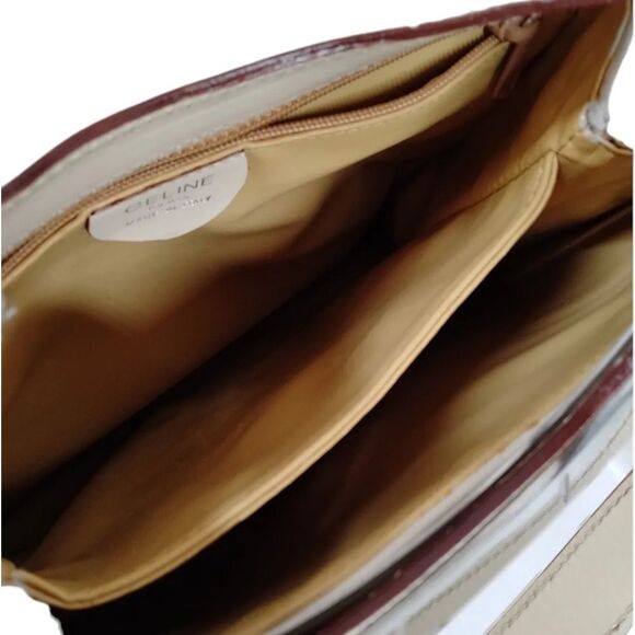 CELINE OFF WHITE LEATHER SHOULDER HOBO TOTE HAND BAG - Picture 10 of 12